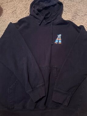 Men's Black Crewneck Sweatshirt with Small Chest Graphic